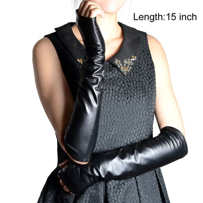 Women's Real Leather Fingerless Long Gloves – Opera Evening Gloves