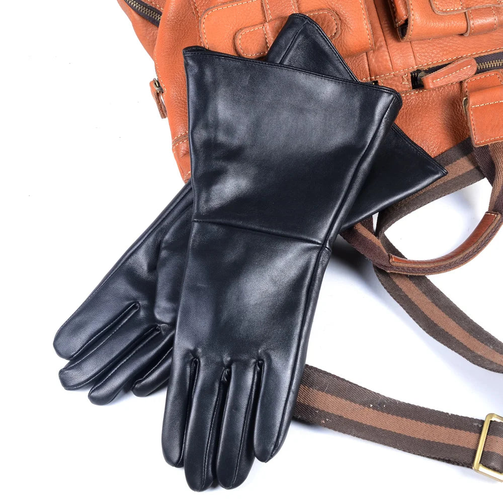 Men's Leather Gauntlet Gloves – Long Cuff Motorcycle & Medieval Style