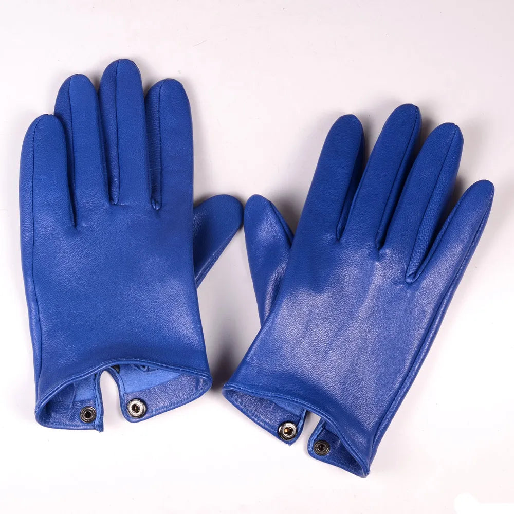 Men's Real Sheepskin Leather Unlined Military Short Gloves