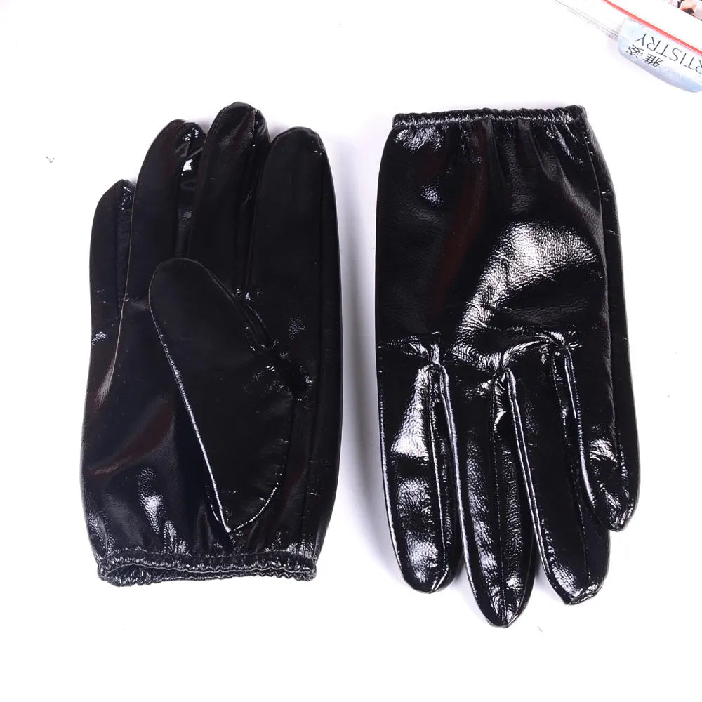 Men's Patent Leather Gloves – Shiny Black Short Wrist
