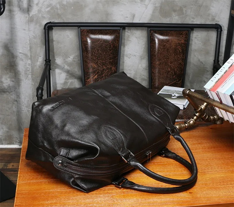 Genuine Leather Duffle Bag – Men's & Women's Travel Bag