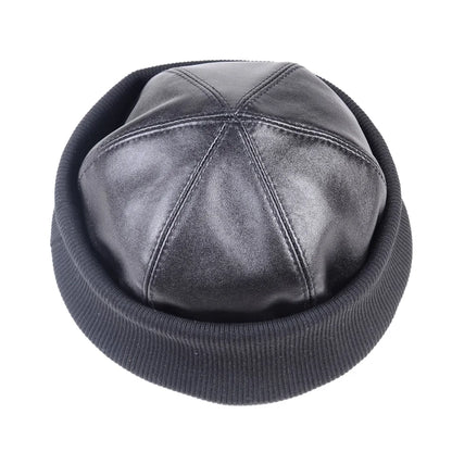 Genuine Leather Skullcap Beanie for Men & Women