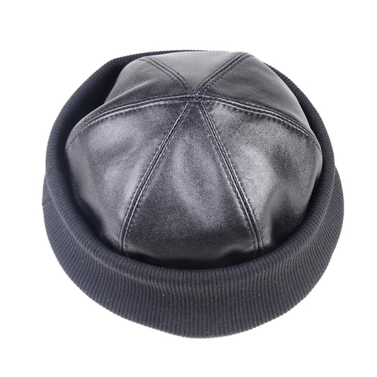 Genuine Leather Skullcap Beanie for Men & Women
