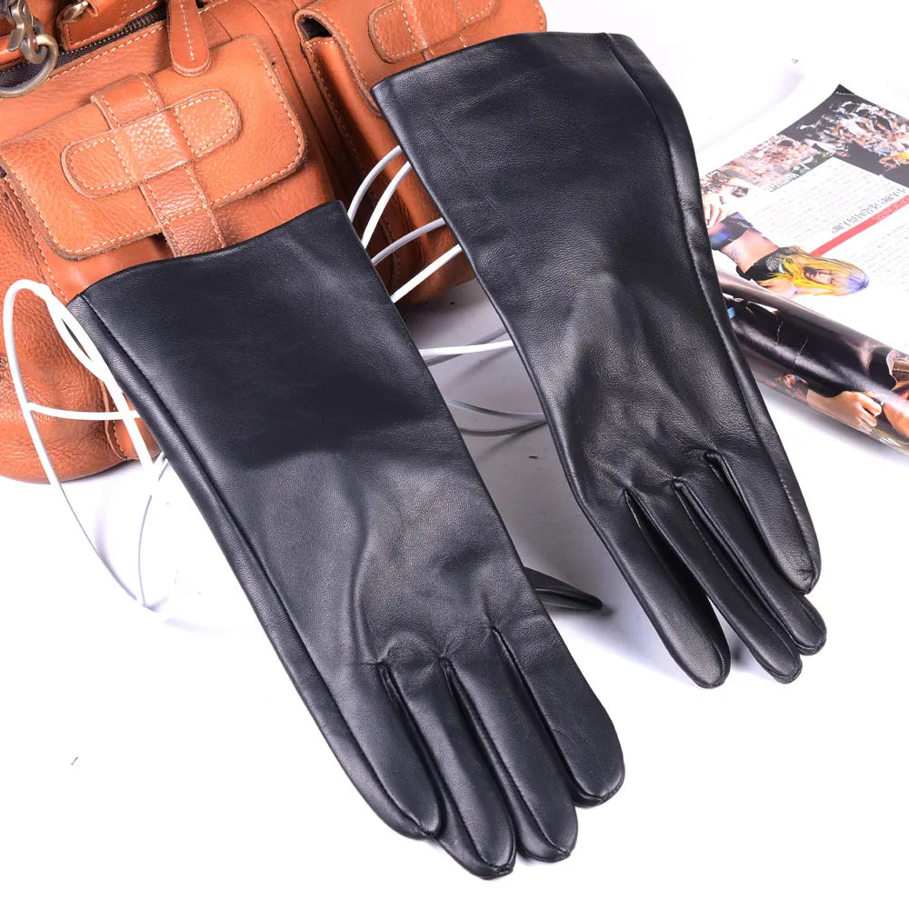 Men's Real Double-Sided Leather Motorcycle Gauntlet Gloves – Winter Warm