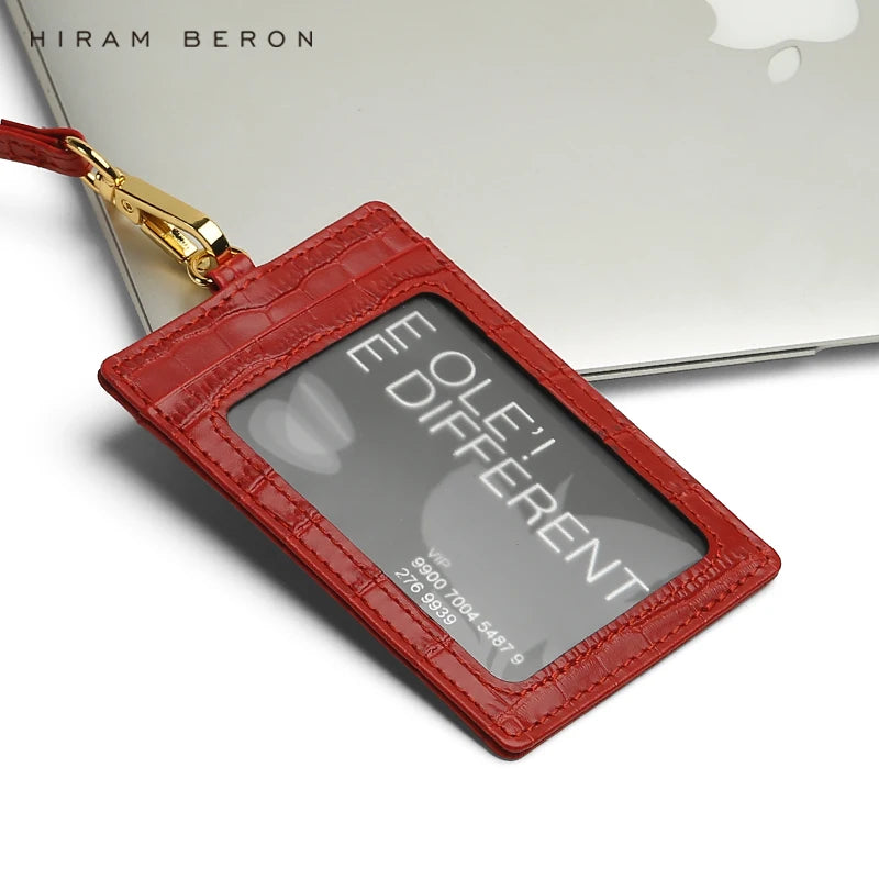 Leather ID Badge & Card Holder with Custom Name – Hiram Beron