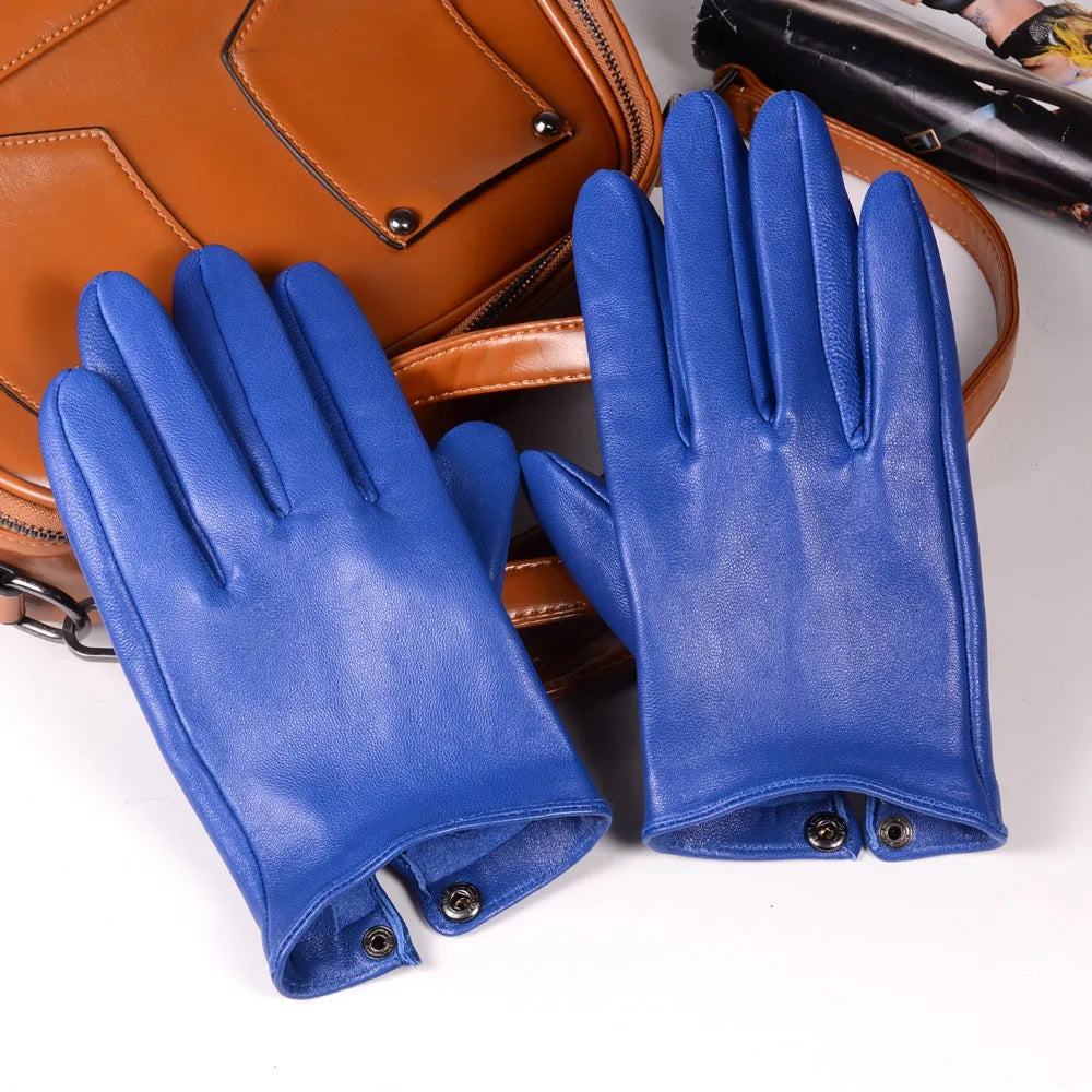 Men's Real Sheepskin Leather Unlined Military Short Gloves