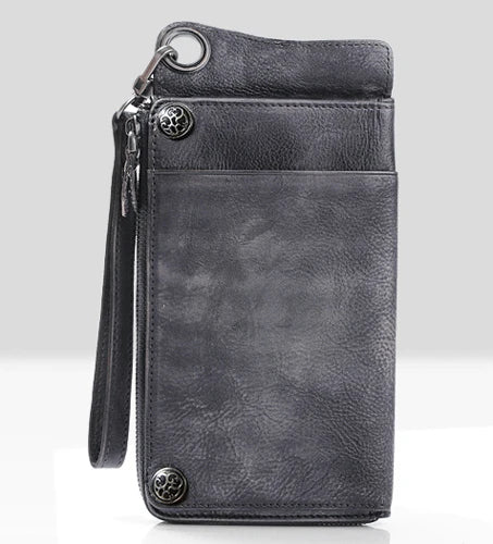 Men's Genuine Leather Long Clutch Wallet – Vintage Wristlet