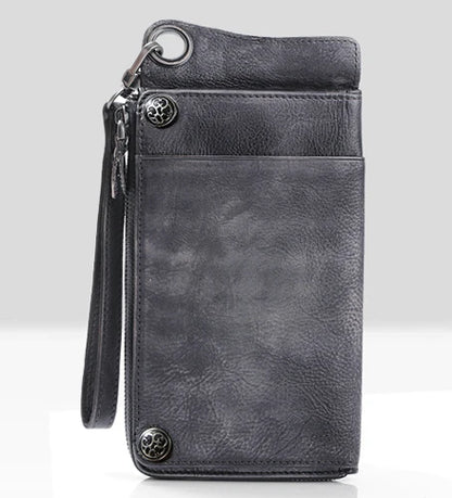 Men's Genuine Leather Long Clutch Wallet – Vintage Wristlet