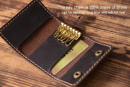 Handmade Leather Key Holder Wallet – Vintage Style