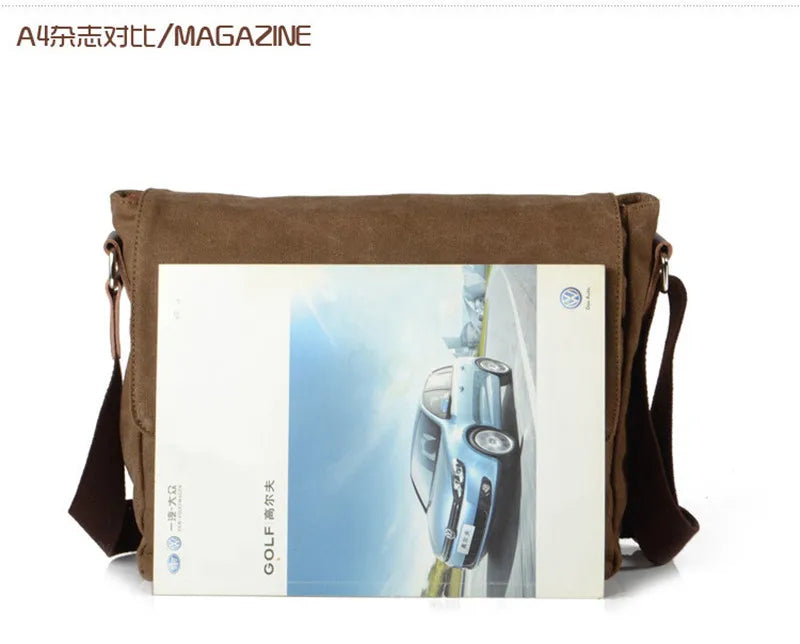 Vintage Canvas Messenger Bag – Unisex Crossbody Shoulder Bag