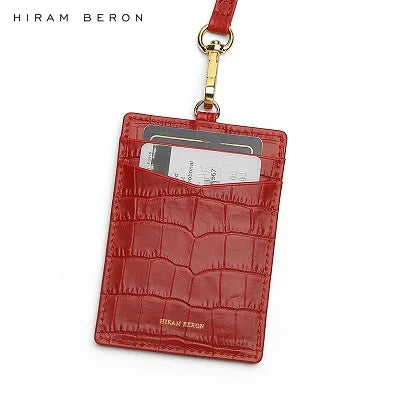 Leather ID Badge & Card Holder with Custom Name – Hiram Beron