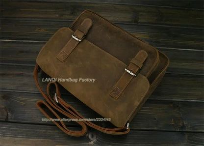 Crazy Horse Leather Men's Messenger Bag – Vintage Crossbody Shoulder Bag