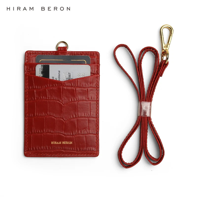 Leather ID Badge & Card Holder with Custom Name – Hiram Beron