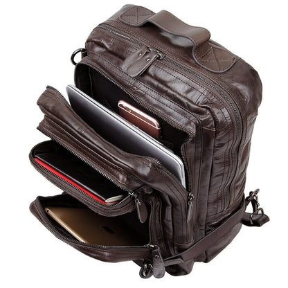 Genuine Leather Men's Backpack – Oil Wax Travel Bag 15"