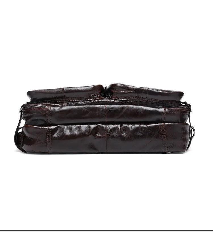 Genuine Leather Men's Briefcase – Laptop Tote & Office Handbag