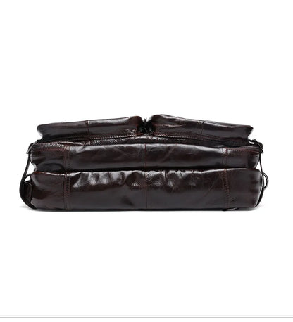 Genuine Leather Men's Briefcase – Laptop Tote & Office Handbag