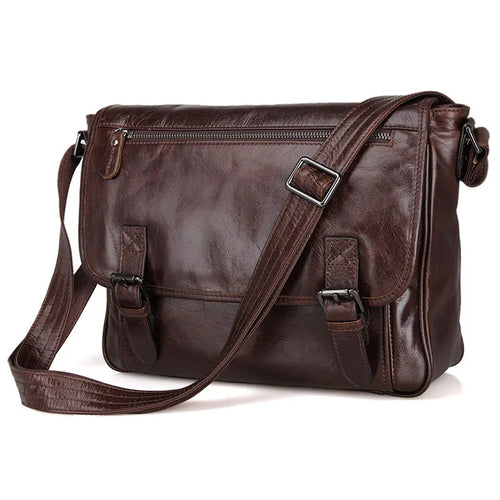 Genuine Leather Messenger Bag for Men – Oil Wax Crossbody Shoulder Bag