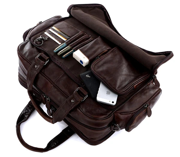 Genuine Leather Briefcase for Men – Oil Wax Large Laptop Shoulder Bag