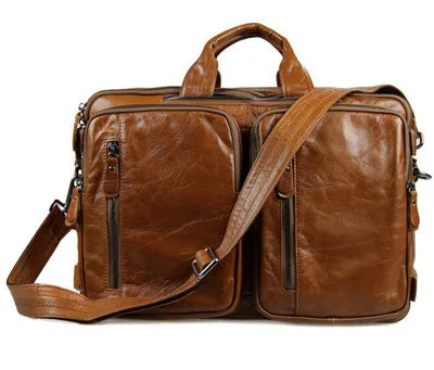 Genuine Leather Men's Briefcase – Laptop Tote & Office Handbag