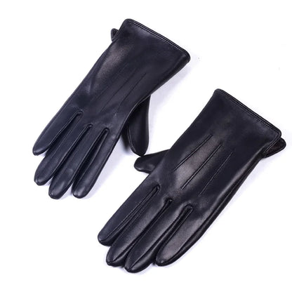 Women's Sheepskin Leather Winter Gloves with Thick Lining