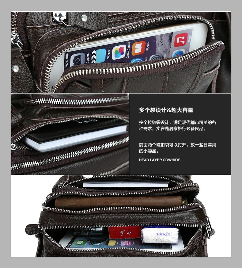 Genuine Leather Fanny Pack Men's Waist Bag Belt Pouch