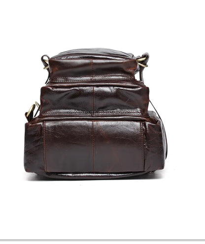 Genuine Leather Men's Backpack – Oil Wax Travel Bag 15"