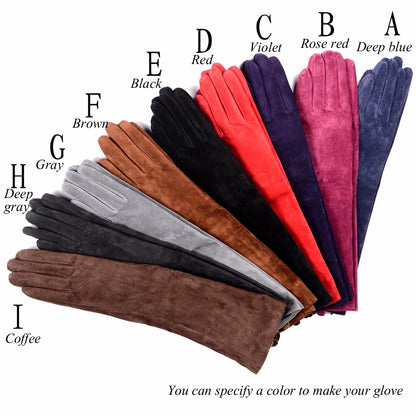Women's Long Suede Leather Opera Gloves – Evening & Party Wear