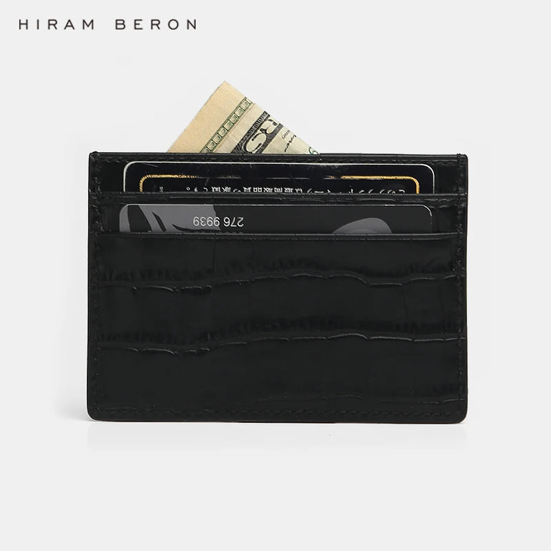 Hiram Beron Crocodile Pattern Leather Credit Card Holder & Compact Wallet
