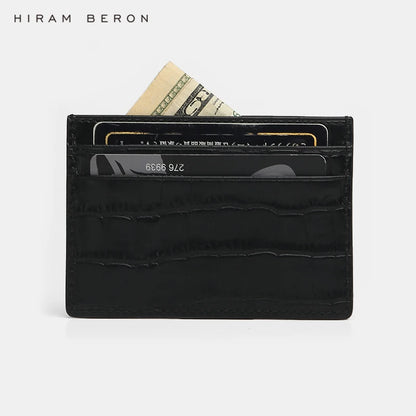 Hiram Beron Crocodile Pattern Leather Credit Card Holder & Compact Wallet