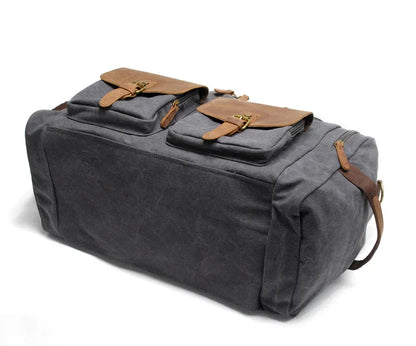 Vintage Canvas Leather Duffle Bag for Men – Large Weekend Travel Bag