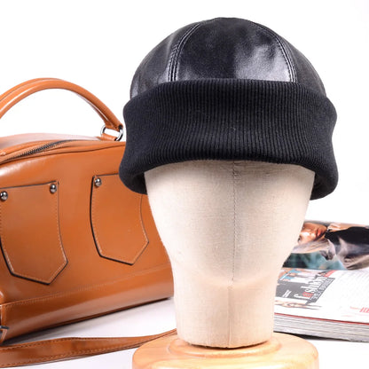 Genuine Leather Skullcap Beanie for Men & Women