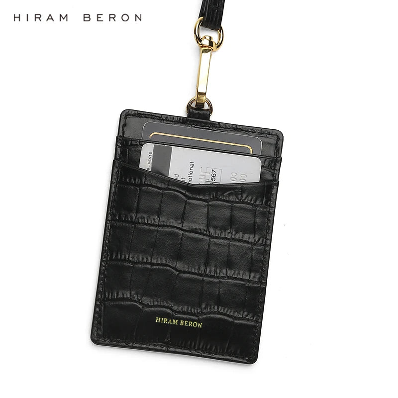 Leather ID Badge & Card Holder with Custom Name – Hiram Beron