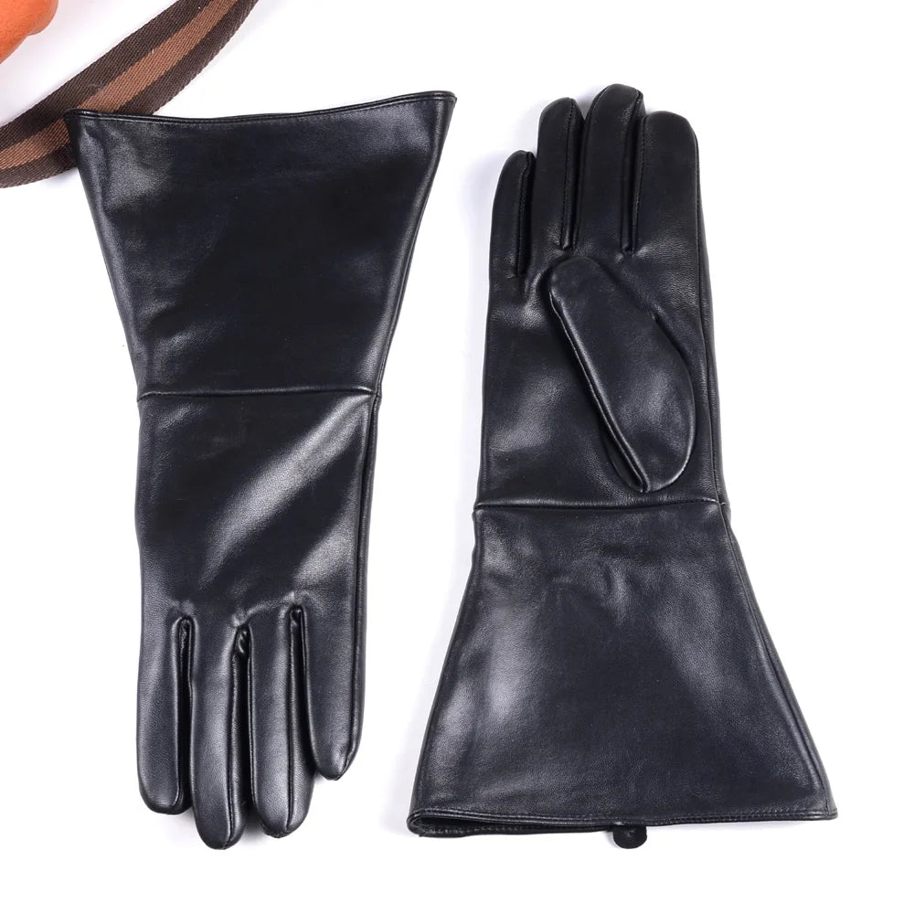 Men's Leather Gauntlet Gloves – Long Cuff Motorcycle & Medieval Style