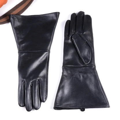 Men's Leather Gauntlet Gloves – Long Cuff Motorcycle & Medieval Style
