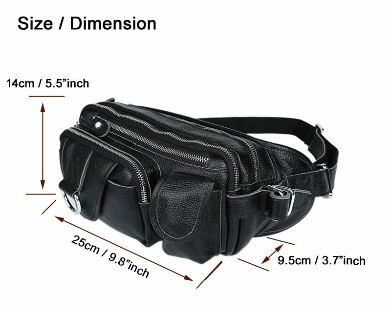 Genuine Leather Fanny Pack Men's Waist Bag Belt Pouch