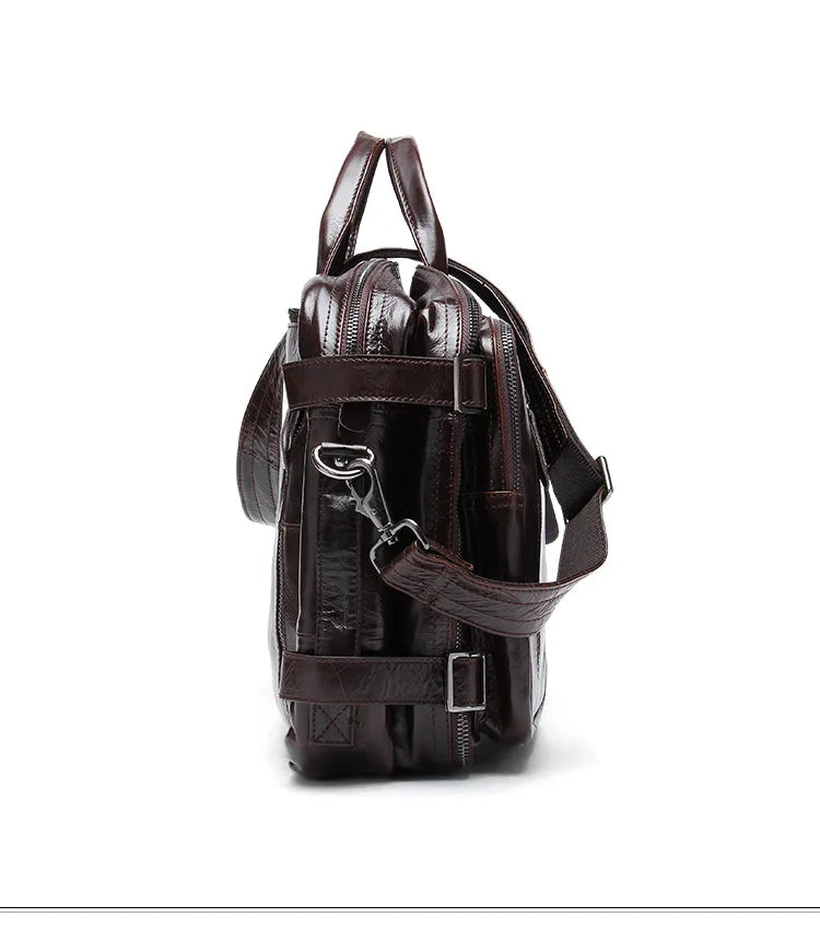Genuine Leather Men's Briefcase – Laptop Tote & Office Handbag