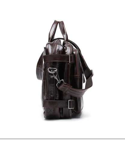 Genuine Leather Men's Briefcase – Laptop Tote & Office Handbag