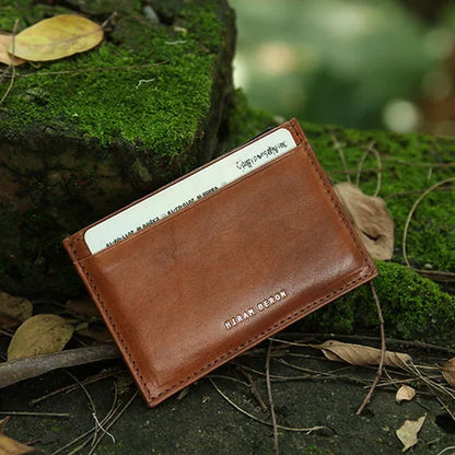 Genuine Leather RFID Blocking Card Holder Wallet for Men