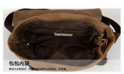 Vintage Canvas Messenger Bag – Unisex Crossbody Shoulder Bag