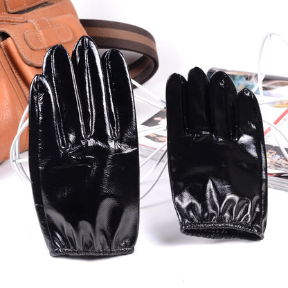Men's Patent Leather Gloves – Shiny Black Short Wrist