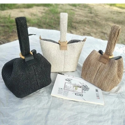 Handmade Straw Crossbody Bag for Women – Vintage Beach Handbag