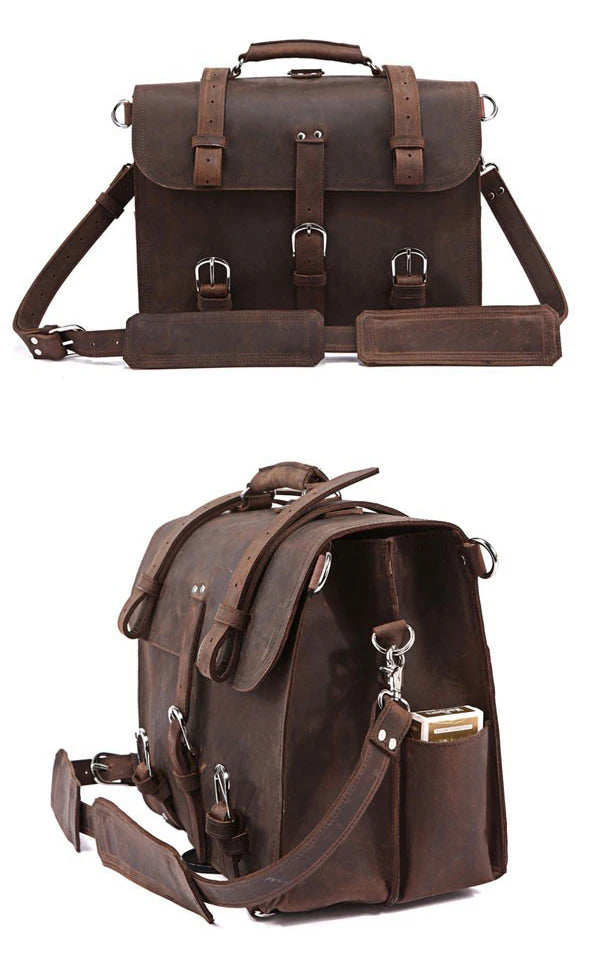 Men's Genuine Leather Backpack – Vintage Crazy Horse Rucksack
