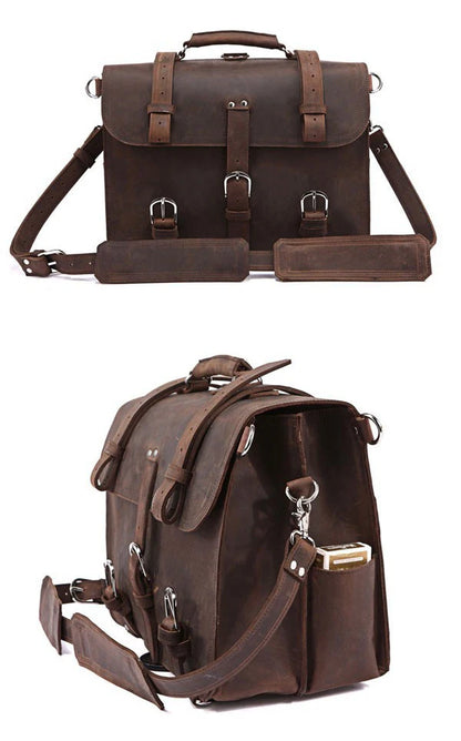 Men's Genuine Leather Backpack – Vintage Crazy Horse Rucksack