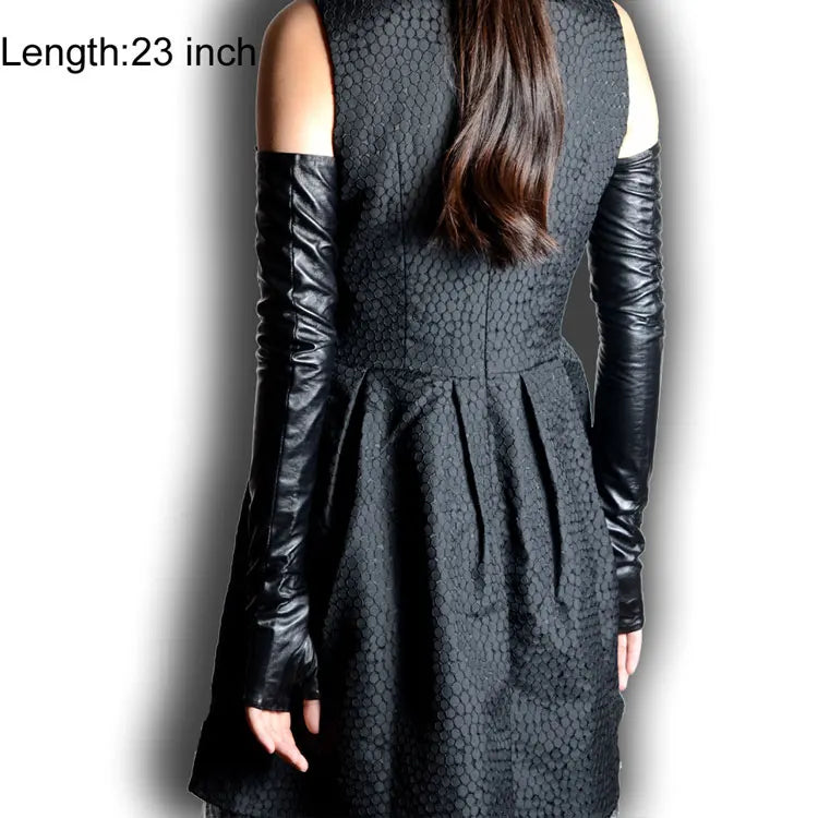 Women's Real Leather Fingerless Long Gloves – Opera Evening Gloves