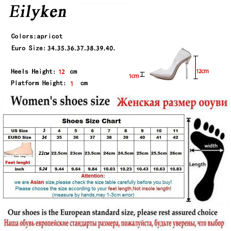 Eilyken Clear PVC Transparent Stiletto Pumps – Pointed Toe High Heels
