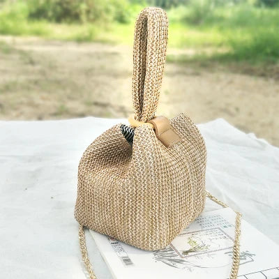 Handmade Straw Crossbody Bag for Women – Vintage Beach Handbag