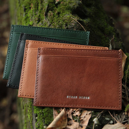 Genuine Leather RFID Blocking Card Holder Wallet for Men