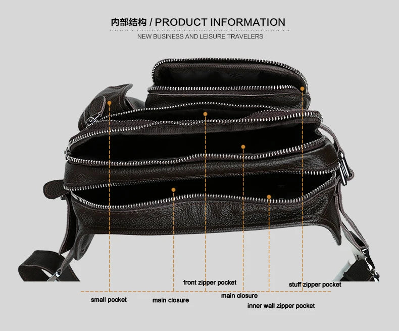 Genuine Leather Fanny Pack Men's Waist Bag Belt Pouch