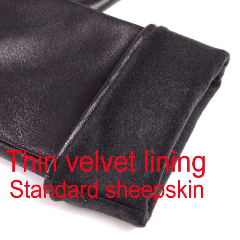 Men's Real Double-Sided Leather Motorcycle Gauntlet Gloves – Winter Warm