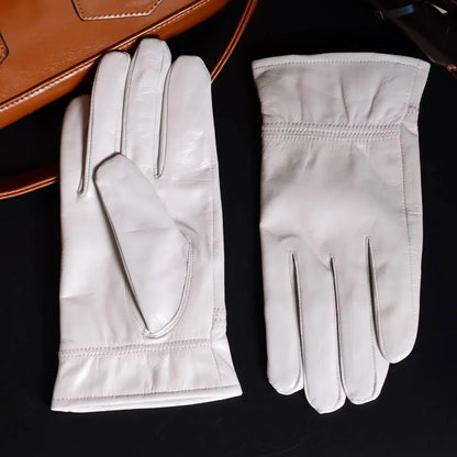 Men's White Genuine Leather Ceremonial Dress Gloves